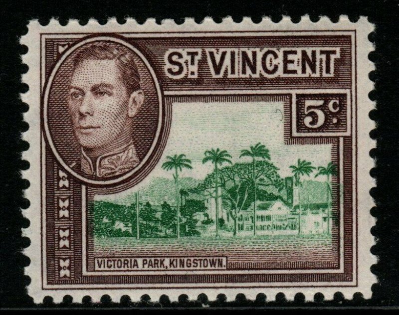 ST.VINCENT SG168 1949 5c GREEN & PURPLE-BROWN MTD MINT