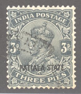 India- Convention States, Patiala, Scott #43c, Used