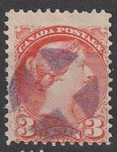 Canada SC# 41 with Fancy Cancel, Blue/Purple Ink   (~1974)