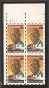 #2402 Randolph Plate Block NH