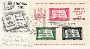 UNITED NATIONS 38  FIRST DAY COVER  PENCIL ADDRESSED  ARTCRAFT