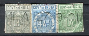 INDIA; 1890s-1900s classic early QV Telegraph issues fine USED Postmark PIECE