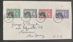 1953 Tristan Da Cunha Cover To Fairview NJ Usa Provisional Overprinted Stamps