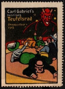 1912 Germany Poster Stamp Carl Gabriel's Cinema Oktoberfest Funny Devil&...