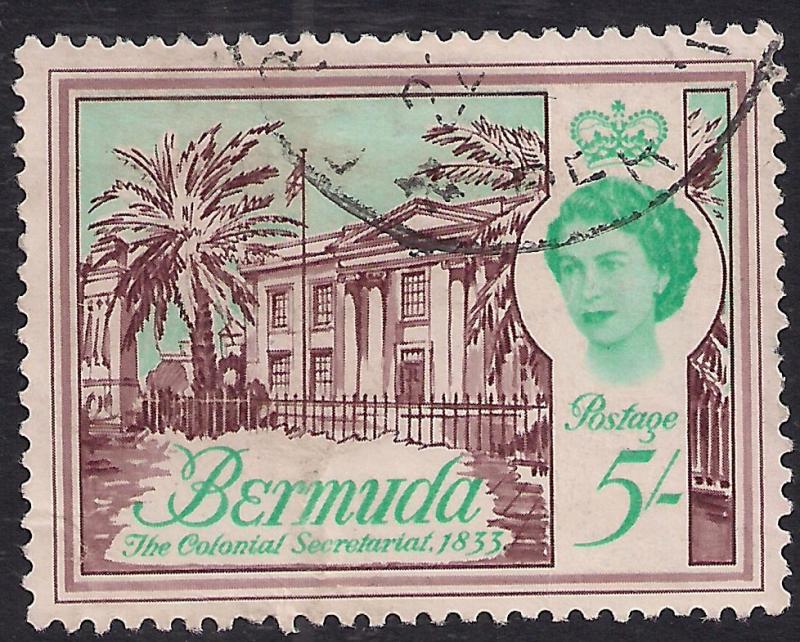 Bermuda 1962 - 68 QE2 5/-d Colonial Secretariat SG 177 ( F479 )