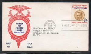 US #1096 Magsaysay FDC Cacheted addr E80