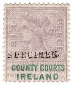 (I.B) QV Revenue : County Courts Ireland 6d (specimen)