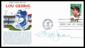 1989 Lou Gehrig The Iron Horse Sc 2417 Gamm cachet FDC signed Reggie Jackson (1E