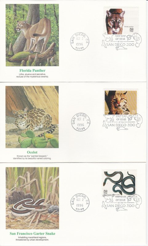 United States # 3105a-o, Endangered Species, Fleetwood First Day Covers