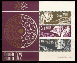 Malta B12a MNH 1972 Christmas Souvenir Sheet