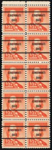 1030, Mint NH OIHO Pre Cancel Errors In Block of Ten - Stuart Katz