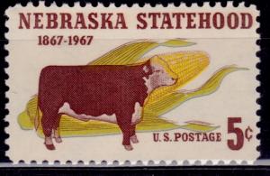 United States, 1967, Nebraska Statehood - Hereford Steer 5c, sc#1328, MNH