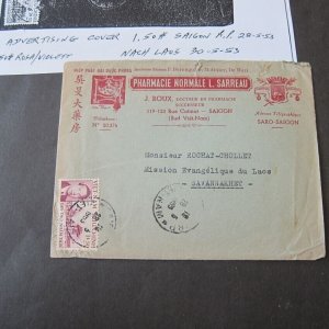 Vietnam 1953 cover to Laso OurStock#42680