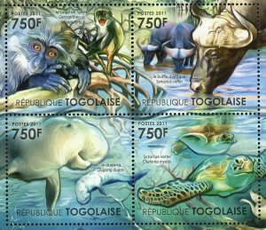 Fauna of Mangroves Stamp Sykes' Monkey Dugong Turtle Souvenir MNH #4153-4156 