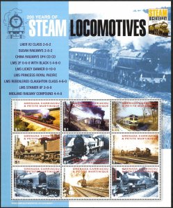 Grenada Carriacou & Petite Martinique 2004 Steam Locomotives Trains sheet MNH