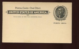 Puerto Rico UX2 Overprint Unused Postal Card LV2715