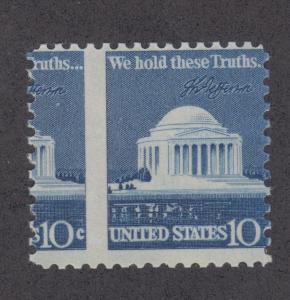 US Sc 1510 MNH. 1973 10c Jefferson Memorial, vertical MISPERF ERROR VF