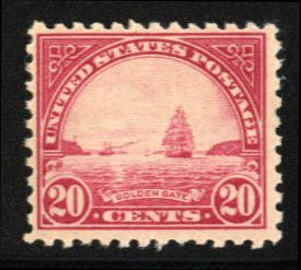 United States, 1910-30 #567 Cat$35, 1922 20c carmine rose, never hinghed