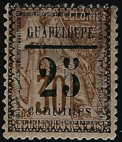 Guadeloupe(Scott #9) Overprint Mint Fine hr...Buy before prices go up!