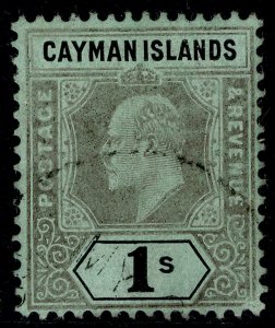 CAYMAN ISLANDS EDVII SG31, 1s black/green, FINE USED. Cat £22.