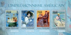 Togo - American Impressionistic Art - 4 Stamp Sheet - 20H-519