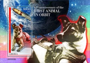 LIBERIA - 2022 - 1st Animal in Orbit - Perf Souv Sheet - Mint Never Hinged