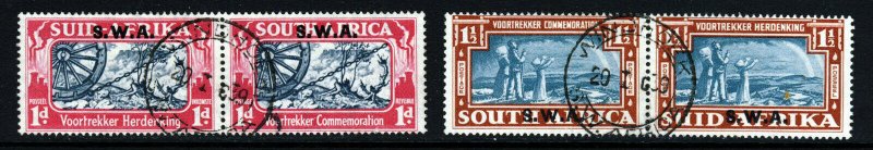 SOUTH WEST AFRICA 1938 Voortrekker Commemoration Pairs Set SG 109 & SG 110 VFU