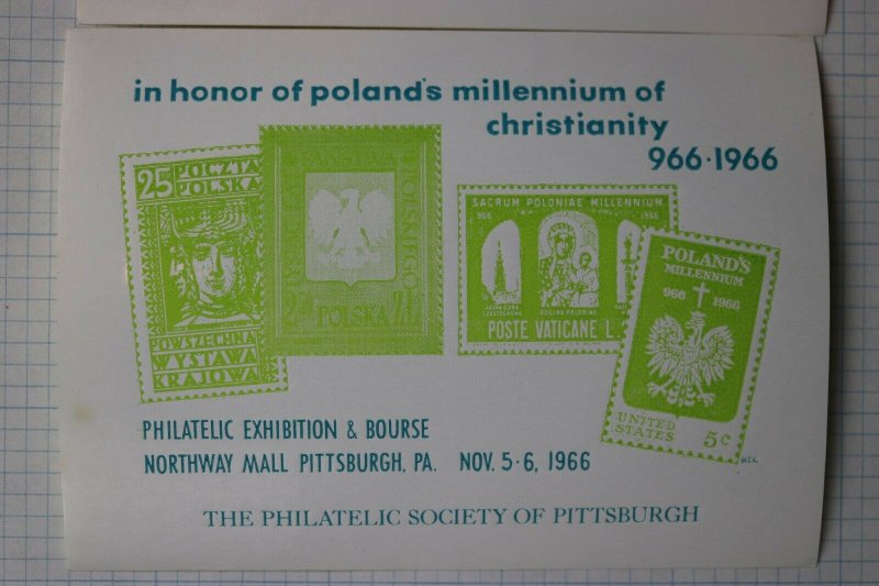 Poland Millennium Christianity 1966 Pittsburgh Stamp Expo Philatelic Ad Souvenir