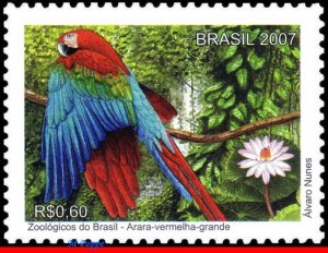 3029d BRAZIL 2007 ZOO, MACAW, PARROT, BIRDS, MNH