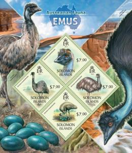 SOLOMON ISLANDS 2013 SHEET EMUS BIRDS slm13422a