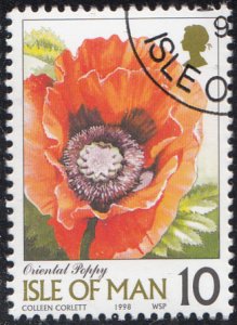 Isle of Man 1998 used Sc 797 10p Oriental poppy Flowers