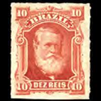 BRAZIL 1878 - Scott# 68 Emperor Pedro 10r LH stain