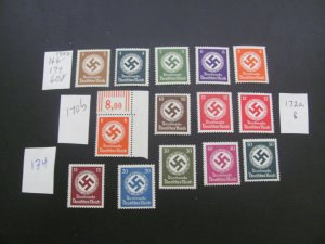 Germany 1942/44 MNH  MI. 166-177 OFFICIAL SET XF 60 EUROS (134)