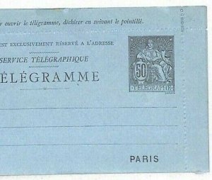 France SERVICE TELEGRAPHIQUE 50c Telegramme Card Stationery Cover Unused AB363