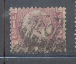 Great Britain Sc 58 1890 1/2d rose Victoria stamp used