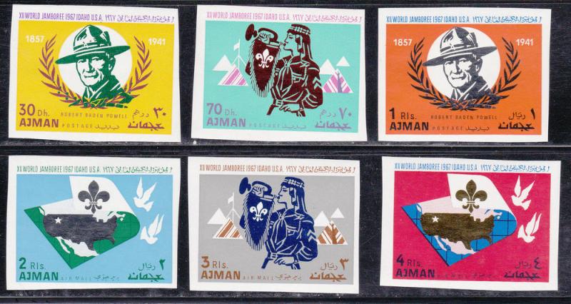 Ajman M # 182-187, Imperf, Scouts World Jamboree, Mint NH