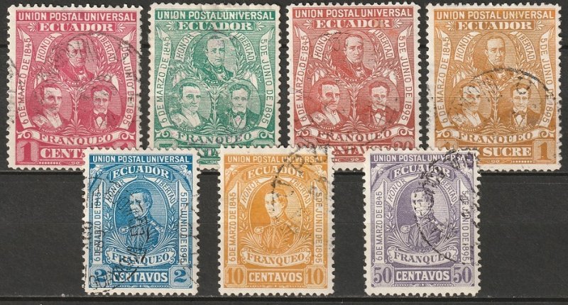 Ecuador 1896 Sc 63-9 set used some thins