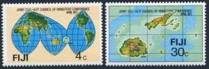 Fiji 374-375, Mnh.michel 361-362. Conjoint Conseil de Eec-Acp, 1977.Maps