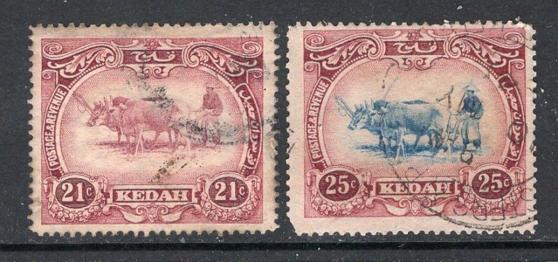 Malaya Kedah 1919-21 Plowing 21c & 25c Used #12-13 CV$108