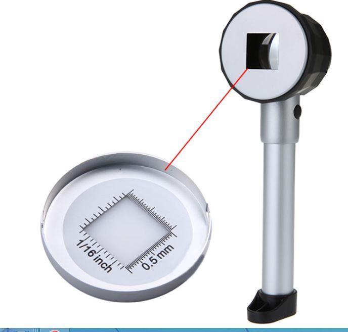 LED STAMP MAGNIFIER WITH MEASURING GRID AND CASE - LIGHTED