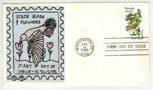 VERMONT BIRDS AND FLOWERS DUAL Better FDC Scarce 1st Cachet by Rourk