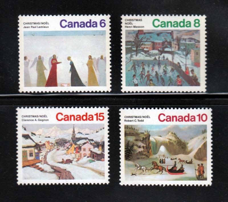 Christmas Nativity, Skaters Snow Laurentian Village MNH Canada 650-653, 1974 q02