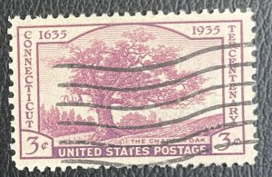 US #772 Used F/VF - 3c Charter Oak Connecticut Tercentenary 1935 [US25.8.1]