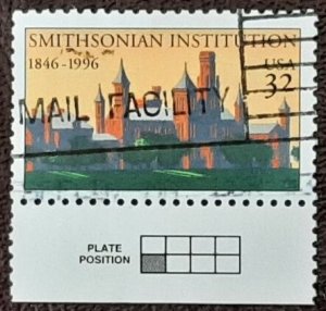 US Scott # 3059; 32c used Smithsonian Institution from 1996; VF+ centering