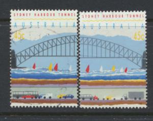 Australia SG 1375b and 1376b  Used  perf 15½ - Harbour Tunnel