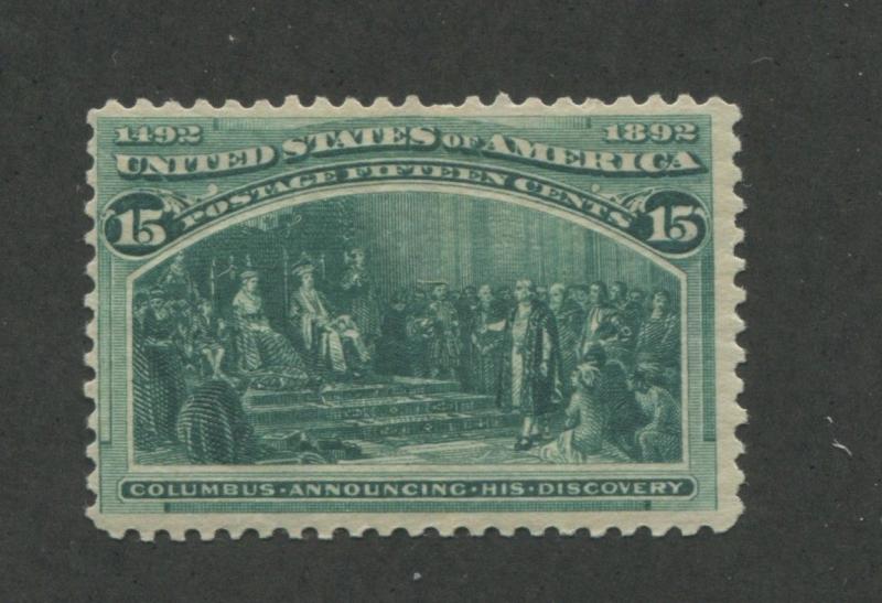 1893 US Stamp #238 15c Mint Hinged Fine Original Gum Catalogue Value $200