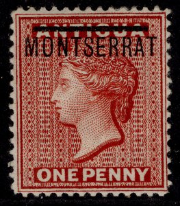 MONTSERRAT QV SG1, 1d red, M MINT. Cat £38.