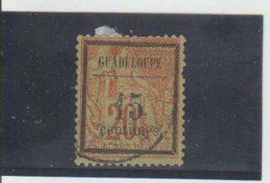 Guadeloupe  Scott# 4  Used/HR  (1889 Surcharged)