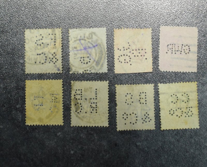 GB Stamps 1901->  Perfins King edward VII   x 8        1     ~~L@@K~~
