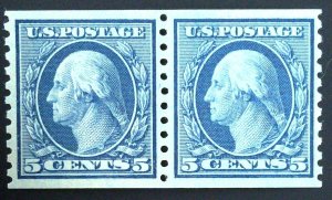 Scott #496a - Graded 80 - 5c Blue - Washington - MNH with PF cert - Pair - 1919